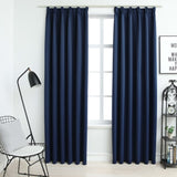 Cortinas de Vidaxl Blackout con ganchos 2 PCS 140x225 cm azul