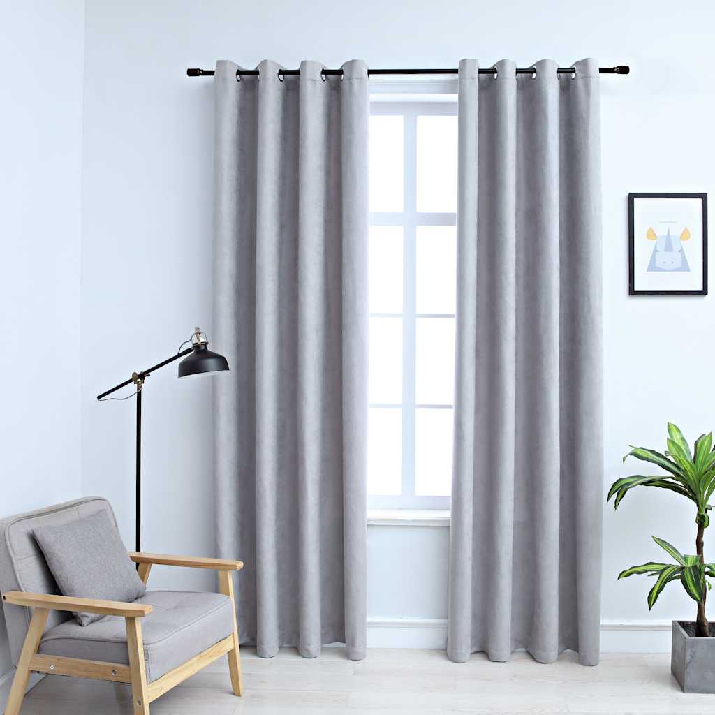 Vidaxl Curtain blackout with metal rings 2 st 140x245 cm gray