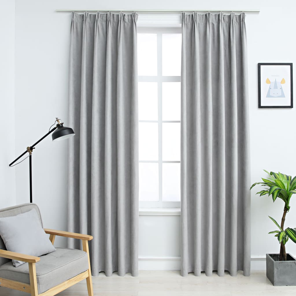 VIDAXL -Vorhänge Blackout mit Haken 2 PCs 140x245 cm grau