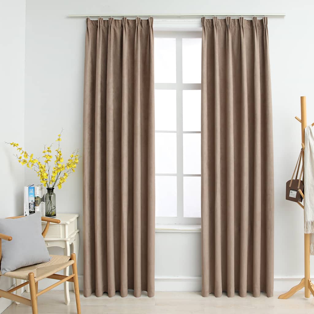 VIDAXL -Vorhänge Blackout mit Haken 2 ST 140x245 cm Taupe