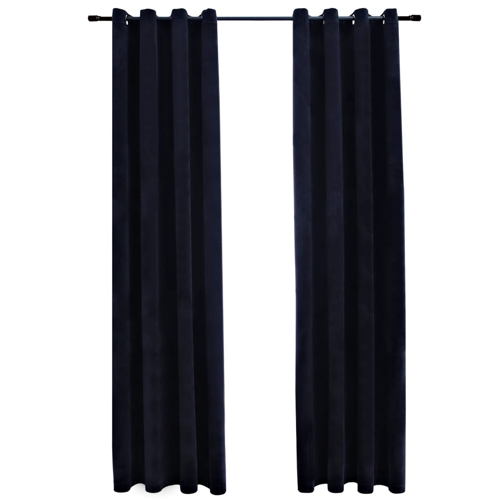 Vidaxl Curtain blackout with rings 2 st 140x225 cm velvet black