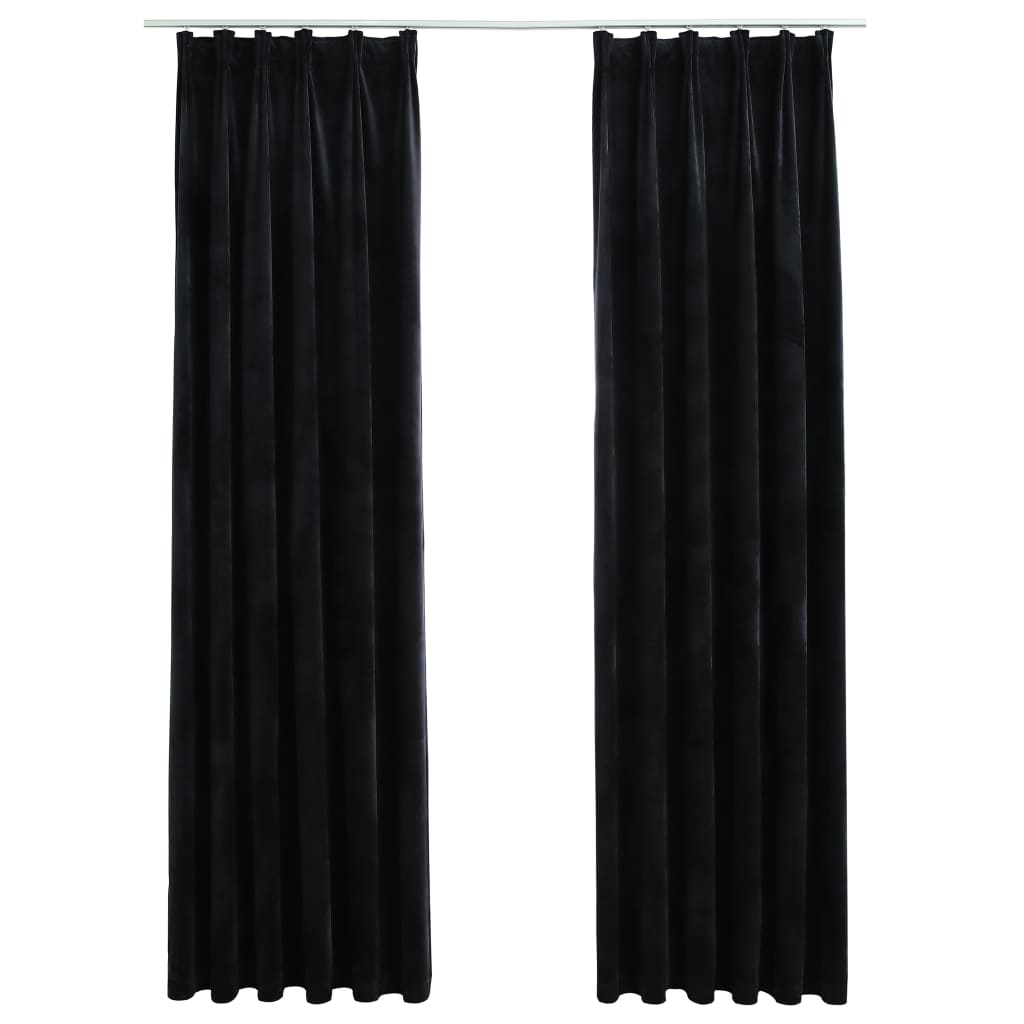 Vidaxl -gardiner Blackout 2 st med krokar 140x245 cm Velvet svart