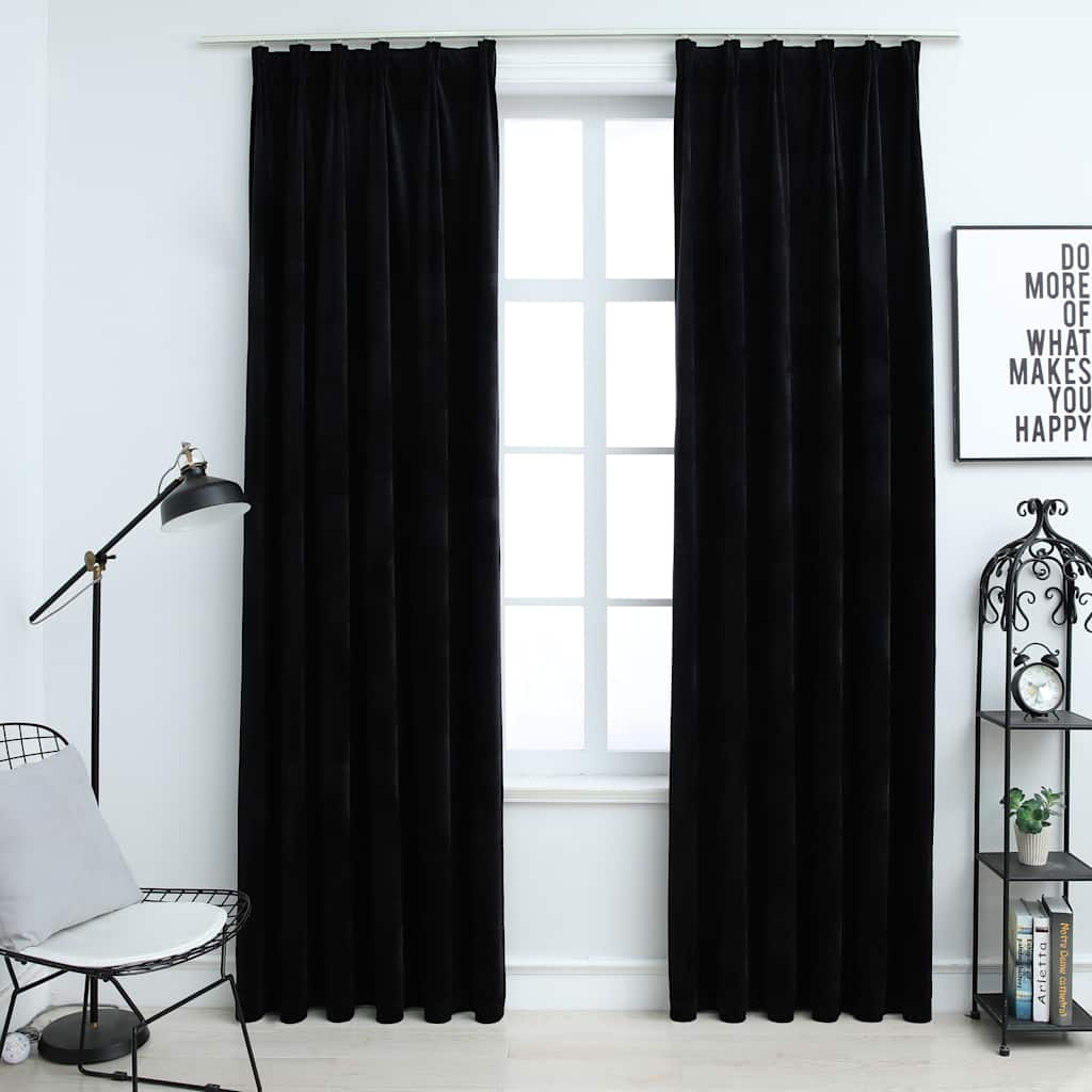 Vidaxl záclony Blackout 2 sts s háčky 140x245 cm Velvet Black