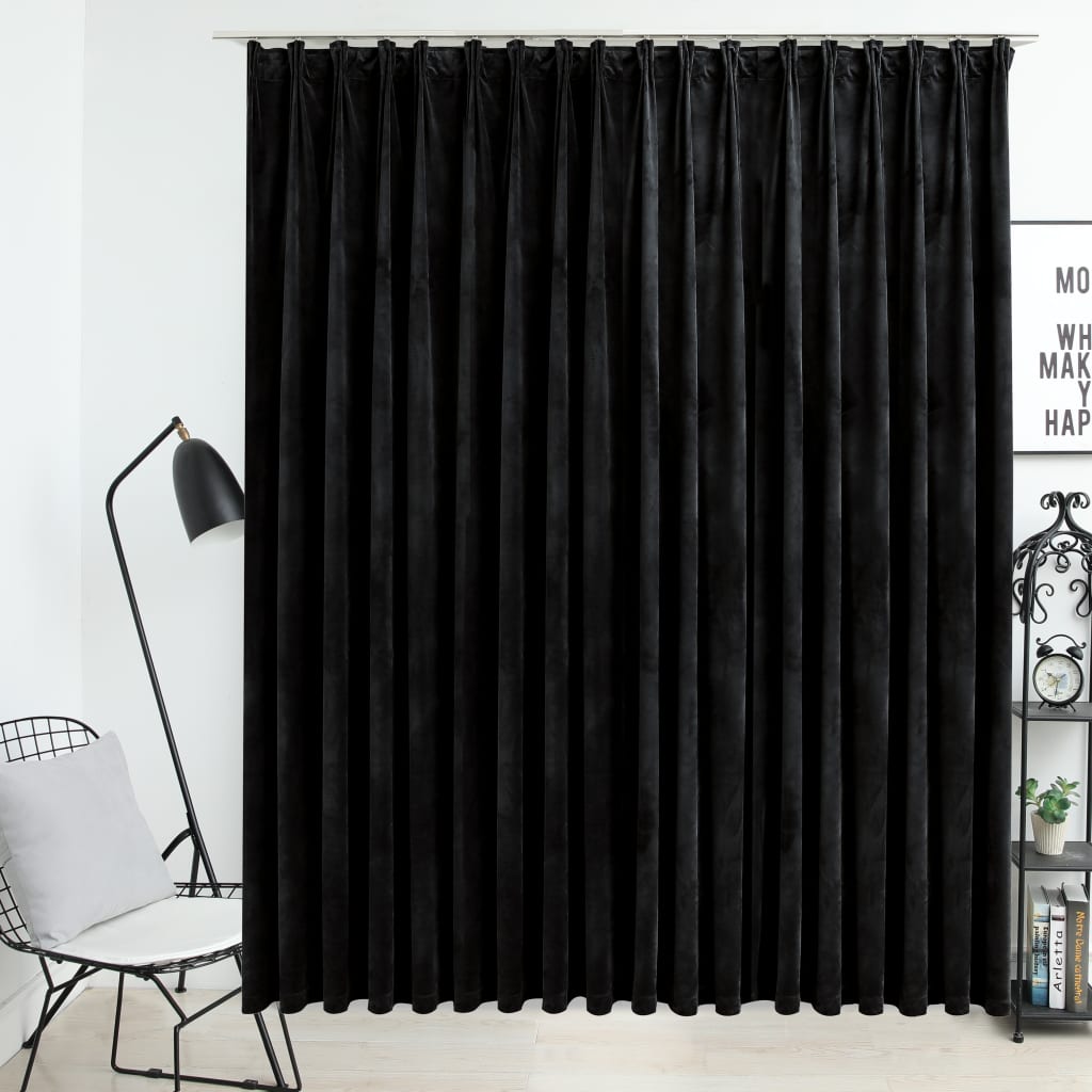 Vidaxl Curtain Blackout con ganci 290x245 cm di velluto nero