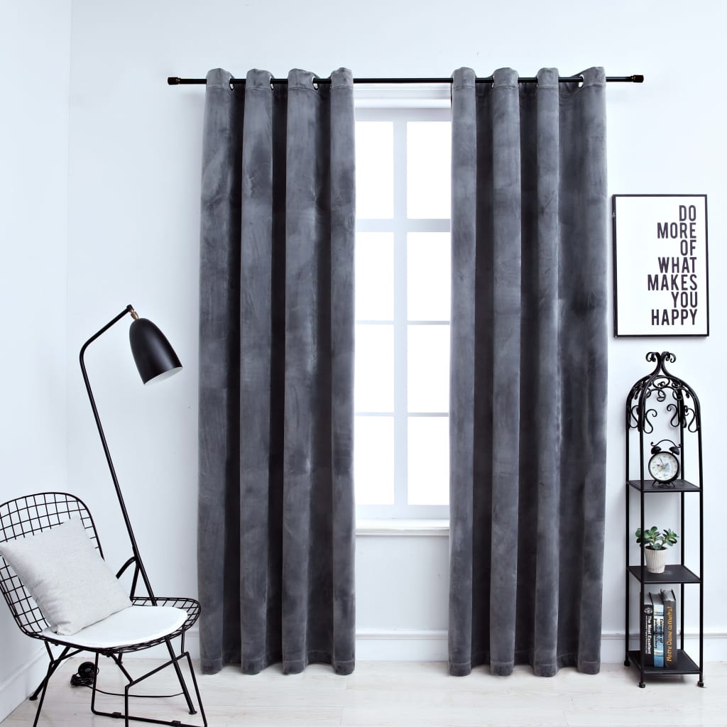 Vidaxl rideau noir anneaux 2 st 140x175 cm Velvet anthracite