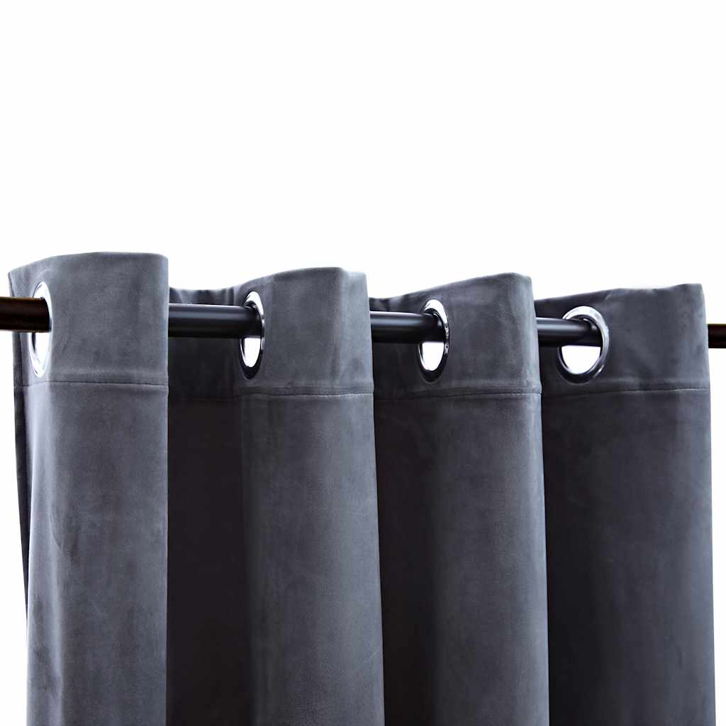 Vidaxl Curtain Blackout s prsteny 2 st 140x225 cm Velvet Grey