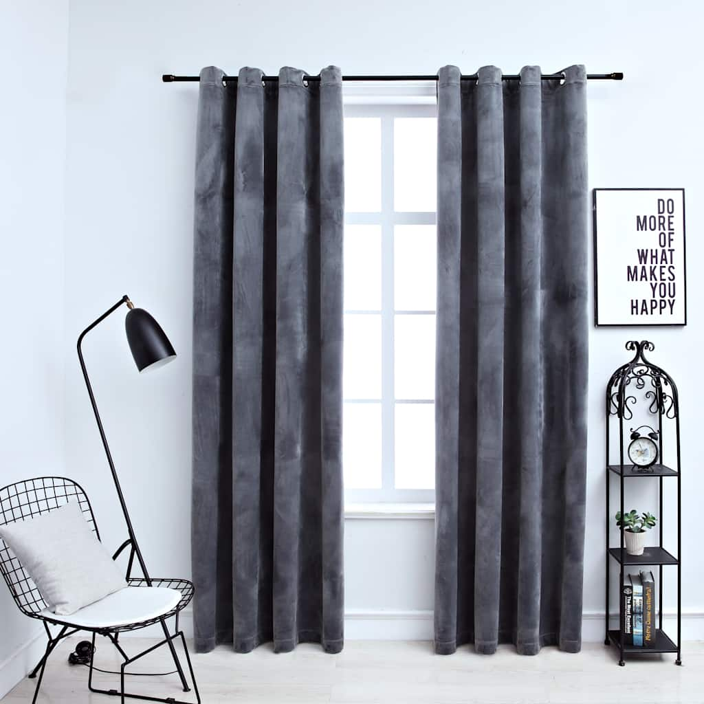 Vidaxl Curtain Blackout s prsteny 2 st 140x225 cm Velvet Grey