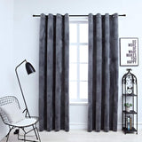 Vidaxl Vorhang Blackout mit Ringen 2 ST 140x245 cm Samt schwarz