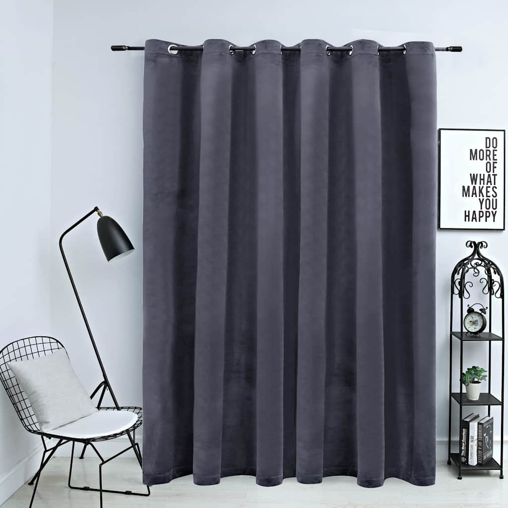 VIDAXL Curtain Blackout s prsteny 290x245 cm Velvet Antracite