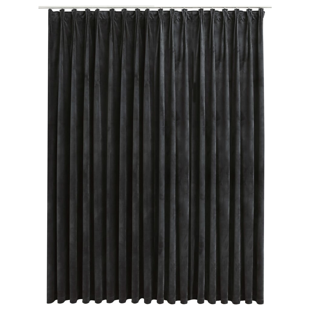 VIDAXL Curtain Blackout s háčky 290x245 cm Velvet Antracite