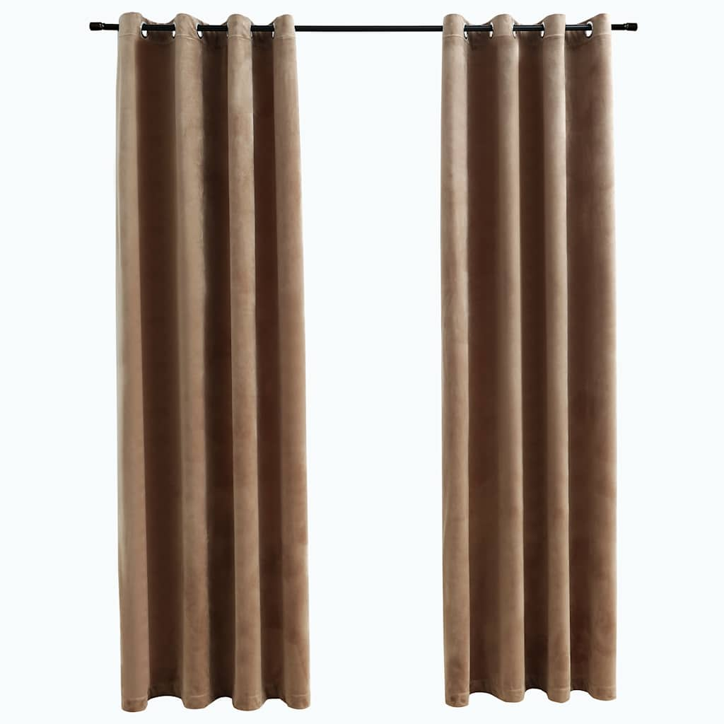 Zaciemnienie zasłon vidaxl z pierścieniami 2 St 140x175 cm Velvet Beige