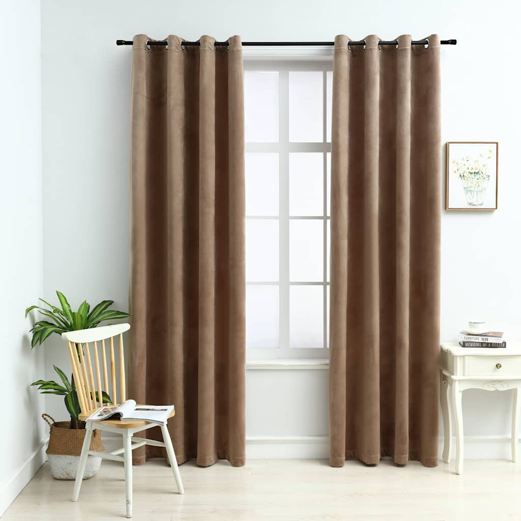 Zaciemnienie zasłon vidaxl z pierścieniami 2 St 140x175 cm Velvet Beige