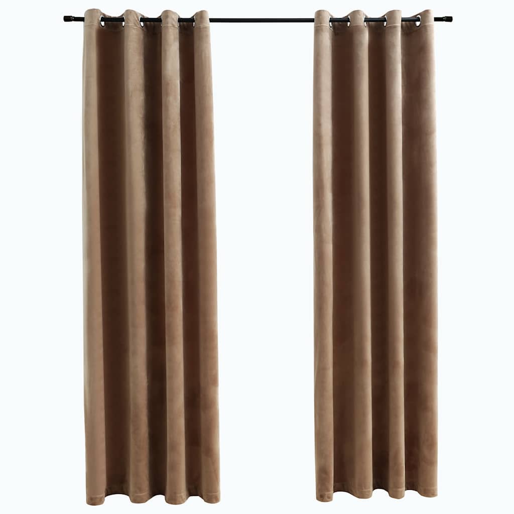 Vidaxl -Vorhang verdammt mit Ringen 2 ST 140x225 cm Samt Beige