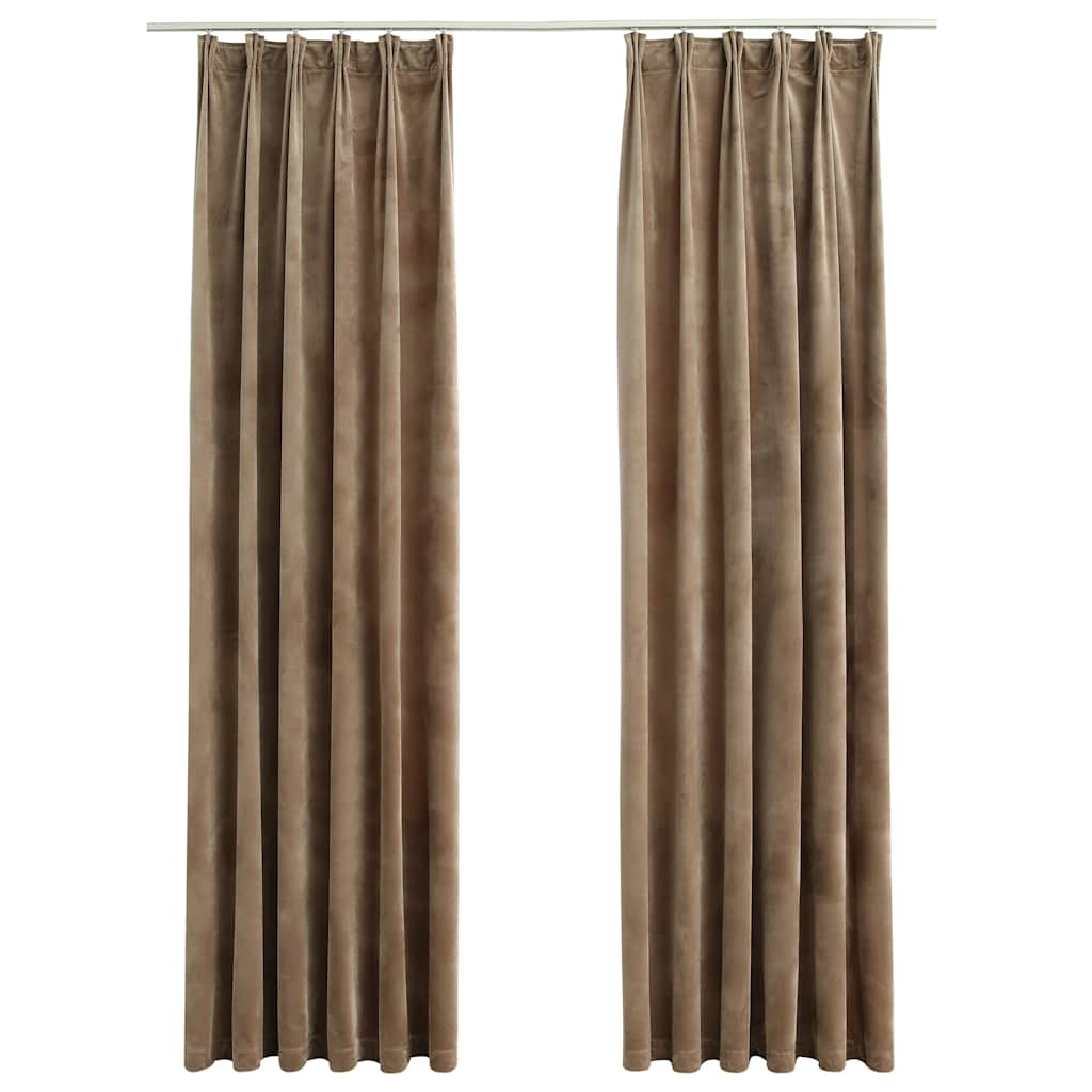 Vidaxl záclony Blackout 2 sts s háčky 140x175 cm Velvet Beige