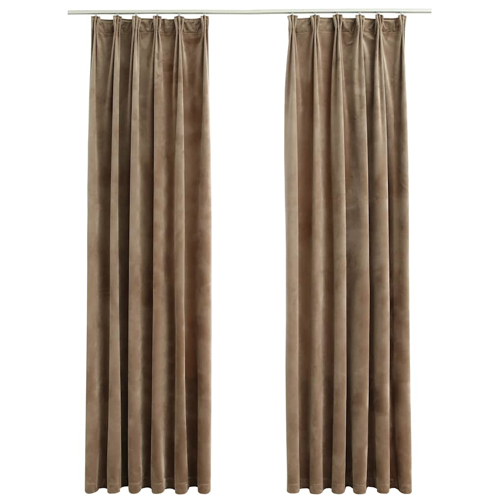 Vidaxl -gardiner Blackout 2 st med krokar 140x245 cm Velvet Beige