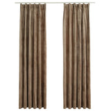 Vidaxl -gardiner Blackout 2 st med krokar 140x245 cm Velvet Beige