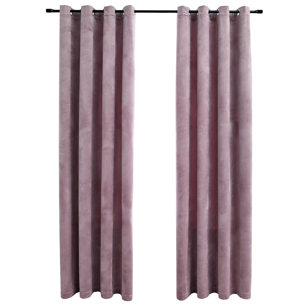 VIDAXL -Vorhänge Blackout mit Ringen 2 ST 140x245 cm Velvet Pink