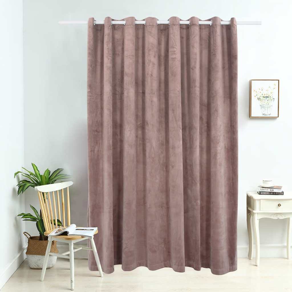 Vidaxl rideau noir avec anneaux 290x245 cm en velours rose