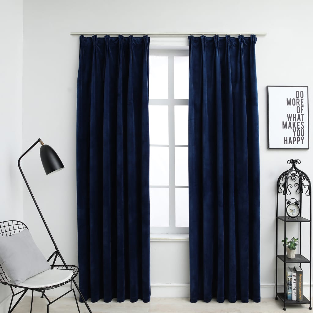 Vidaxl záclony Blackout 2 sts s háčky 140x175 cm Velvet Blue