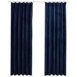 VIDAXL -Vorhänge Blackout 2 STs mit Haken 140x225 cm Samtblau