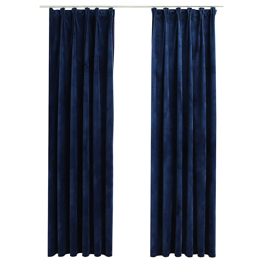 Vidaxl rideaux Blackout 2 Sts avec crochets 140x225 cm en velours bleu