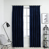 Vidaxl rideaux Blackout 2 Sts avec crochets 140x225 cm en velours bleu