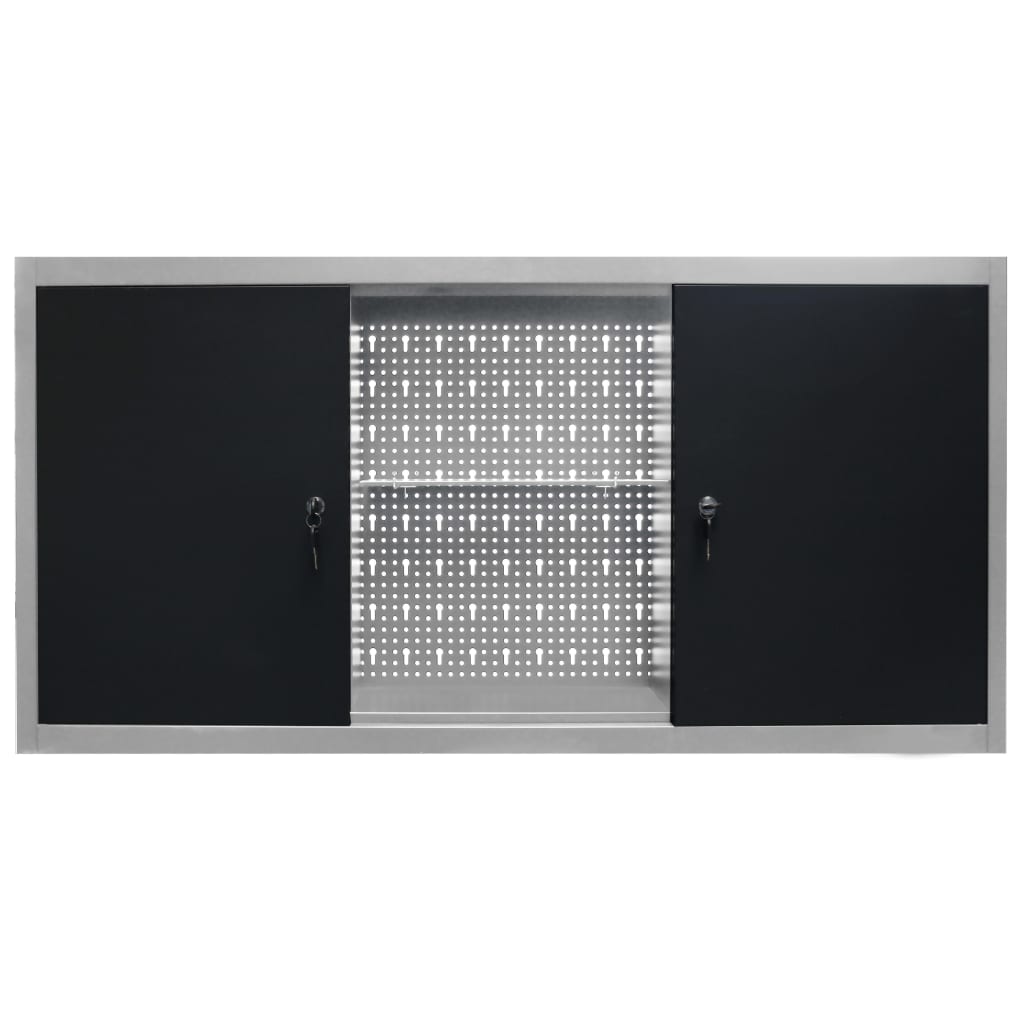 Gabinete de herramientas de Vidaxl para el metal de pared gris y negro