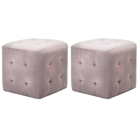 Vidaxl poef 2 st 30x30x30 cm fluweel roze