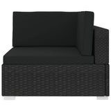 Vidaxl hoekbank 1 st met kussens poly rattan zwart