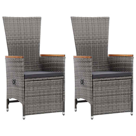 Vidaxl tuinstoelen 2 st verstelbaar met kussens poly rattan grijs