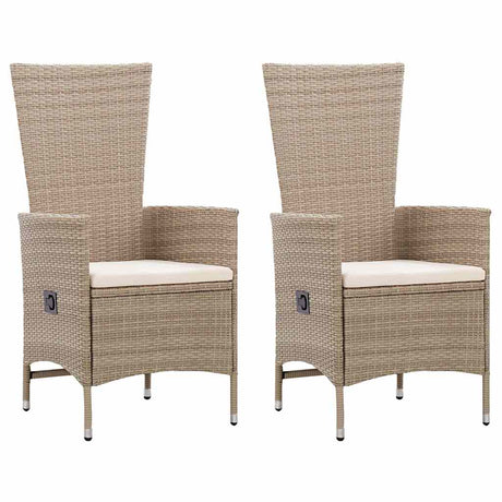 Vidaxl tuinstoelen 2 st met kussens poly rattan beige