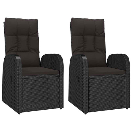 Vidaxl tuinstoelen 2 st verstelbaar met kussens poly rattan zwart