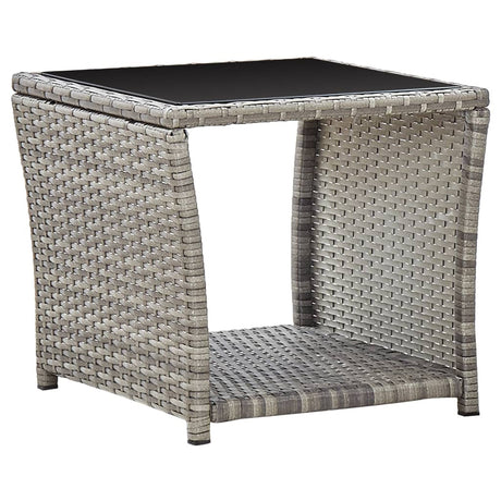 Vidaxl salontafel 45x45x40 cm poly rattan en glas grijs