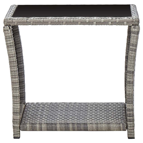 Vidaxl salontafel 45x45x40 cm poly rattan en glas grijs