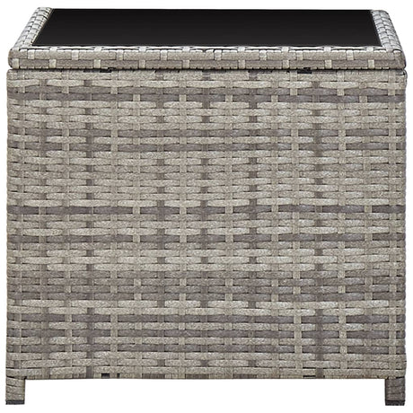Vidaxl salontafel 45x45x40 cm poly rattan en glas grijs