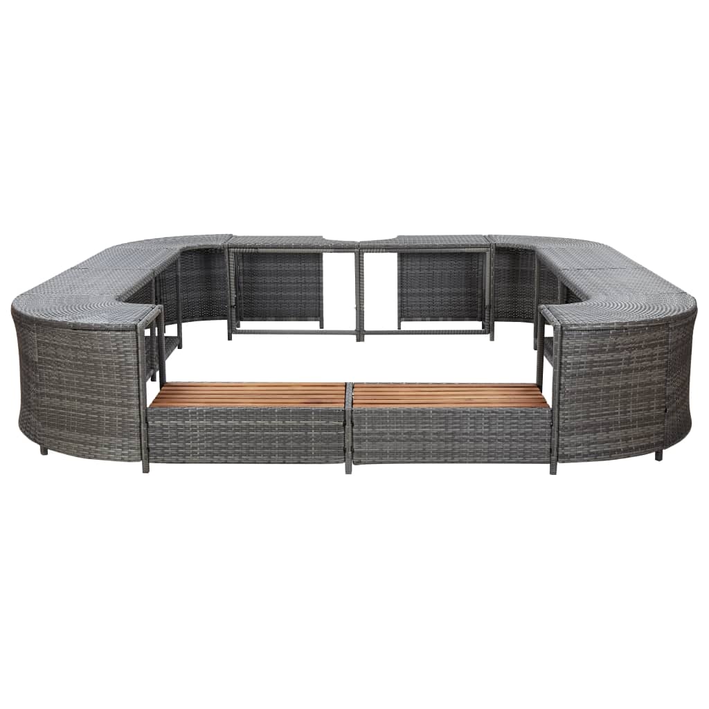 Vidaxl Spa-Ombouw Square 268x268x55 cm Poly Rattan Grey