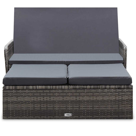 Vidaxl 2-delige loungeset met kussens poly rattan grijs