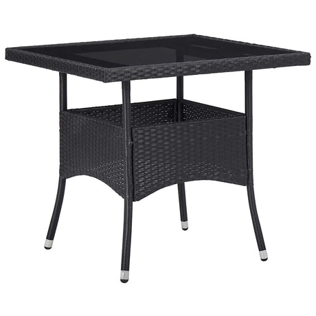Vidaxl tuintafel poly rattan en glas zwart