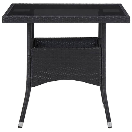 Vidaxl tuintafel poly rattan en glas zwart