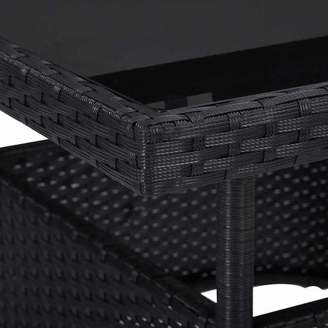 Vidaxl tuintafel poly rattan en glas zwart