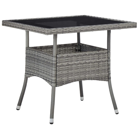 Vidaxl tuintafel poly rattan en glas grijs