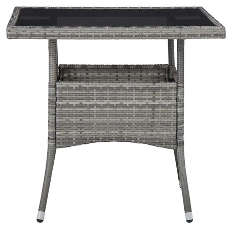 Vidaxl tuintafel poly rattan en glas grijs