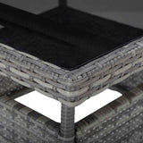 Vidaxl tuintafel poly rattan en glas grijs