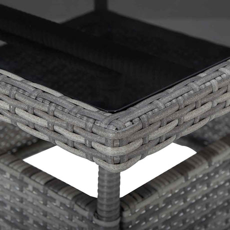 Vidaxl tuintafel poly rattan en glas grijs