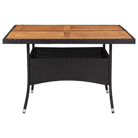 Vidaxl tuintafel poly rattan en massief acaciahout zwart