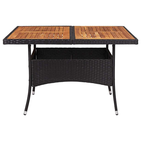 Vidaxl tuintafel poly rattan en massief acaciahout zwart