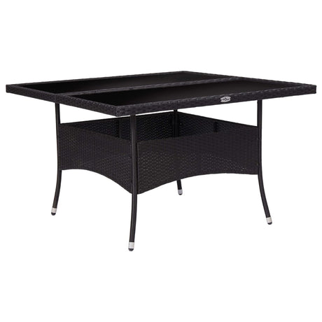 Vidaxl tuintafel poly rattan en glas zwart