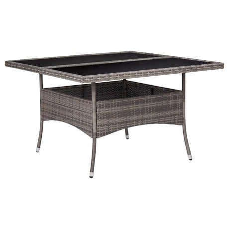 Vidaxl tuintafel poly rattan en glas grijs