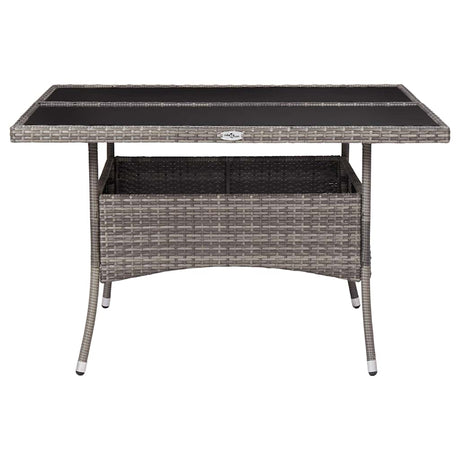 Vidaxl tuintafel poly rattan en glas grijs