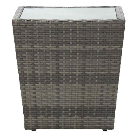 Vidaxl theetafel 41,5x41,5x43 cm poly rattan en gehard glas grijs